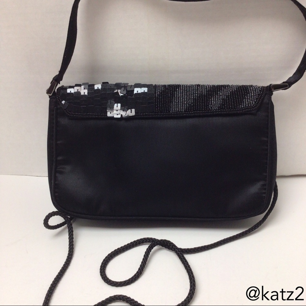 Vintage Black Sequins and Beads Small Purse - Picture 2 of 9